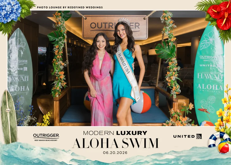 Aloha Swim 2026 5x7 print with a custom branded event layout
